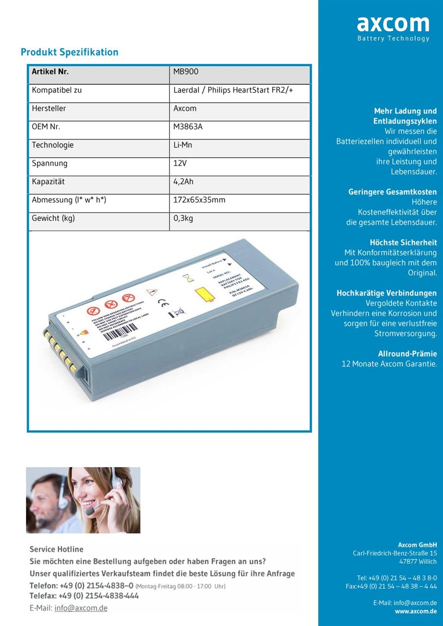 batterie Philips HeartStart Fr2 AED Defibrillator M3863A